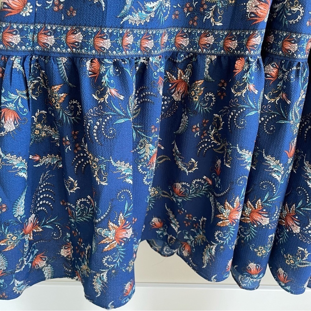 Floral Print Tiered Ruffle Maxi Dress Blue Size XS Prairie Cottagecore - Picture 3 of 10